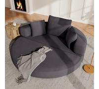 kowdom Boneless - Sofá cama plegable, sofá de pana convertible en cama ovalada (173 x 176 cm), sofá modular con 3 cojines para apartamento (negro)