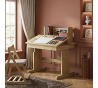 kowdom Escritorio infantil de madera maciza plegable con altura ajustable, 80 x 60 cm, color natural - Mesa infantil con sujetalibros, escritorio de ordenador para estudiantes, altura 94 - 104 cm