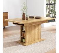 kowdom Mesa de comedor extensible 110/130 x 70 x 75 cm con estante, mesa de cocina rectangular para cocina pequeña, montaje rápido, natural