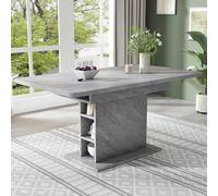 kowdom Mesa de comedor extensible con espacio de almacenamiento, 130 x 70 x 75 cm, mesa de cocina rectangular con aspecto de hormigón (gris), ahorra espacio, para espacios pequeños, balcón
