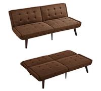kowdom Sofá cama de 146 cm con función de sueño, sofá cama ajustable en 5 posiciones, sofá cama para habitaciones pequeñas, sofá futón de 2 plazas, cama de invitados para sala de estar, color marrón