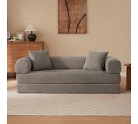 kowdom Sofá cama plegable de 3 plazas - Boneless sofá convertible en cama de tatami con espuma fría, sin estructura para sala de estar (taupe)
