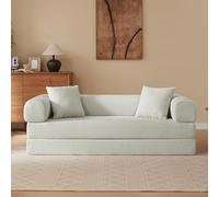 kowdom Sofá cama plegable de 3 plazas - Boneless sofá convertible en cama de tatami con espuma fría, sin montaje para sala de estar (beige)