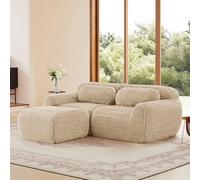 kozamas Sofá cama extensible en forma de L - 2 plazas & caja de cama para salón pequeño, apto para mascotas, color beige