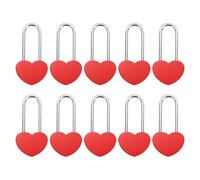 Kozelo 10Pcs Candado Corazón 4" (100mm), Aleación De Acero Candado De Deseo En Forma De Corazón Sin Llave Para Parejas Bodas San Valentín Aniversario Viajes Puente Del Amor, Rojo