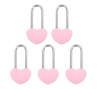 Kozelo 5Pcs Candado Corazón 4" (100mm), Aleación De Acero Candado Deseos Sin Llave En Forma De Corazón Individual Para Bodas San Valentín Aniversarios Viajes Puentes Del Amor, Rosa