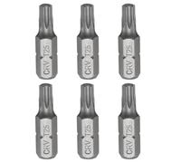 Kozelo Punta Destornillador Torx T25 Vástago 1/4 Pulgada 6 Pza | 1 Pulgada Corto, Acero CR-V No Magnético, Sin Orificio, para Destornillador Eléctrico y Taladro