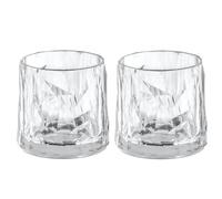 Koziol Superglas Club No. 2, Set de 2 Vasos de Whisky 250 ml, Plástico Transparente Irrompible, Reutilizable, Elegante, para Fiesta, Camping, Terraza, Vasos Resistentes