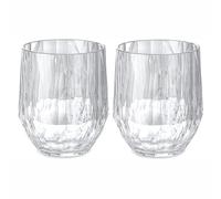 Koziol Superglas Club No. 23, 2 unidades, 200 ml, vaso de vino blanco, plástico transparente efecto diamante, lujoso, irrompible, reutilizable, Ideales para fiesta, camping, set de 2