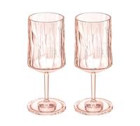 Koziol Superglas Club No. 4 - Juego de 2 copas de vino y aperitivos con mango de plástico transparente, irrompible, reutilizable, para fiestas, camping, 2 unidades, color rosa