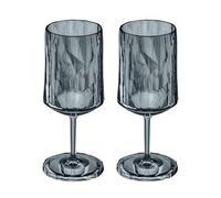 Koziol Superglas Club No. 4 - Juego de 2 copas de vino y aperitivos con mango de plástico transparente, irrompibles, reutilizables, para fiestas, camping, 2 unidades (gris transparente)