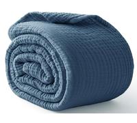 Kozyhvn Manta de algodón 100 % azul claro, 50 x 70 pulgadas, 6 capas, grande, transpirable y ligera, manta de algodón para sofá, colcha suave, manta de gasa para adultos para todas las estaciones