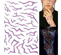 kpop Tatuajes Temporales Fluorescente Morado Demon- Pegatinas de Tatuaje con Efecto UV Glow y Diseño Demonio Púrpura, Pegatinas de falsos, para Cosplay, Festivales, Carnaval, cumpleaños