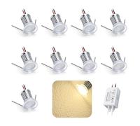 kpslucerna 9 uds Mini Foco LED 12V 1W, IP65 Impermeable RGB Small Spot Lights Empotrable, 15mm Downlight Spotlight Para Vitrinas Cuadros Pared Techo Escaleras Muebles Pasillos (Blanco Cálido)