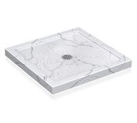 KPUY Bandeja de base de ducha de 36 x 36 pulgadas con drenaje central, color blanco Carrara