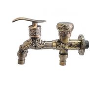 KPYFANTAP Grifo Dragón Jardín Agua Fria Pared Antiguo Doble Salida | Vintage Grifo Monomando Exterior Decorativo Rustico, para Fregadero de Jardín Exterior Patio Fuente Lavadora