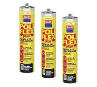 Krafft Sellador Adhesivo Poliflex - Masilla Poliuretano - Adhesivo de Montaje - Color Gris - 300 gr (Paquete de 3)