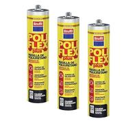 Krafft Sellador Adhesivo Poliflex - Masilla Poliuretano - Adhesivo de Montaje - Color Marrón - 300 gr (Paquete de 3)