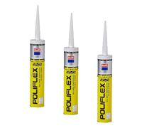 Krafft Sellador Adhesivo Poliflex - Masilla Poliuretano - Adhesivo de Montaje - Color Negro - 300 gr (Paquete de 3)