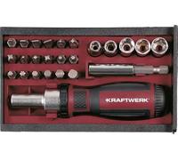 KRAFTWERK KRAFTWERK 306.378.003 - Juego de puntas con destornillador de carraca (25 piezas, incluye llave de vaso de 1/4" y adaptador para taladro)