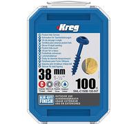 Kreg - 100 tornillos Blue-Kote - 8 x 38 mm - rosca gruesa - Maxi-Loc cuadrado
