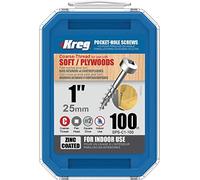 Kreg - 100 tornillos galvanizados - 6 x 25 mm - Rosca gruesa - Maxi-Loc cuadrado
