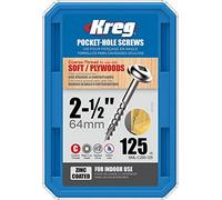 Kreg - 125 tornillos galvanizados - 8 x 64 mm - Rosca gruesa - Maxi-Loc cuadrado