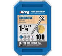 KREG® Tornillos perforados galvanizados - 32 mm/1,25 pulgadas, rosca fina, Maxi-Loc, 100 unidades