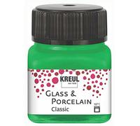 KREUL 16223 - Vidrio y Porcelana Verde clásico, en Bote de 20 ml, Pintura Brillante al Agua para Vidrio y Porcelana, de Secado rápido, Opaca