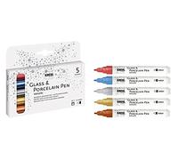 KREUL 16430 - Glass & Porcelain Pen Metallic Juego de 5 rotuladores opacos con punta media indeformable para vidrio y porcelana Ancho de trazo aprox. 2 - 4 mm Colores metálicos