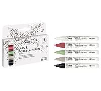 KREUL 16570 - Glass & Porcelain Pen Chalky Juego de 5 lápices tipo tiza para vidrio y porcelana Punta de bala no deformable Ancho de trazo aprox. 2-4 mm Suave