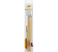 Kreul 47340 - Juego de pinceles Solo Goya de cerda y pelo dorado, 3 pinceles planos de tamaños 4, 10 y 16 así como un pincel redondo de tamaño 6, para pintura profesional al óleo