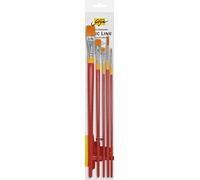 KREUL 47370 - Solo Goya Artist Brush Set Goldhair Synthetics, 3 pinceles planos en tamaños 6, 12 y 18 y 2 pinceles redondos tamaños 8 y 16, para estudiantes y principiantes