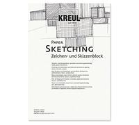 Kreul 69002 - Papel Sketching, bloc de dibujo y esbozo, 20 hojas, 120 g/m², DIN A4, blanco, superficie lisa, resistente al ácido y al envejecimiento