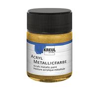 KREUL 77571 - Acryl Metallic Gold Tarro de cristal de 50 ml Pintura al agua cremosa y opaca con un glamuroso efecto metálico Se seca rápidamente y es resistente al agua