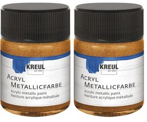 KREUL 77583 - Pintura acrílica metálica, 50 ml, Cristal en Bronce Dorado, glamurosa Pintura acrílica con Efecto metálico a Base de Agua, cremosa opacidad, Secado rápido y Resistente al Agua
