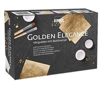 KREUL 99410 - Golden Elegance Dorado con hoja de metal, leche de aplicación, barniz de recubrimiento, pinceles, para el acabado de objetos decorativos de interior como marcos de cuadros