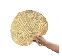 KRFVGYQNK Abanico de bambú tejido a mano, Heart Shaped Handmade Straw Woven Fan, Multiple Sizes for Parties and Outdoor Decor(32-38cm)