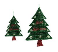 Krist+ Árbol de Navidad Espumillón de Pared con LED Verde 44x58.8x7 cm (Set de 12)