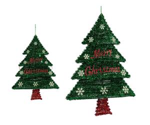 Krist+ Árbol de Navidad Espumillón de Pared con LED Verde 44x58.8x7 cm (Set de 12)