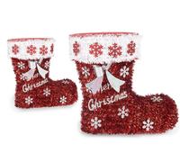 Krist+ Bota Navideña Espumillon Rojo y Blanco 26 x 27 x 14 cm Plástico (PET, PP) (Set de 8)