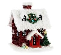 Krist+ Figura Decorativa Navidad Espumillón Casa 19 x 24,5 x 19 cm Rojo Blanco Verde Plástico Polipropileno