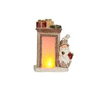 Krist+ Figura Decorativa Papá Noel Luz LED 20 x 45 x 32 cm Cerámica Marrón Blanco