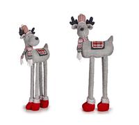 KRIST+ Reno Navideño Izquierda 1M Tela Gris, Rojo, Blanco (Set de 4)