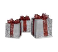 Krist+ Set Adornos de Navidad Plateado Metal Caja De Regalo Rojo