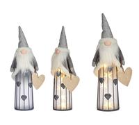 KRIST+ Set de 12 Gnomos Pequeños Plata con Luz LED y Corazón