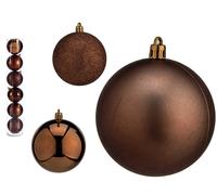 KRIST+ Set de 24 Bolas de Navidad Marrón de 8 cm en Plástico