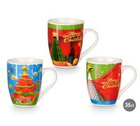 KRIST+ Set de 36 Tazas de Navidad Árbol Surtidas 350 ml