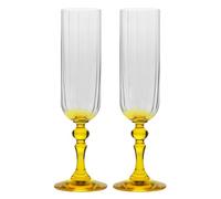 Krosno Copas de champán 220 ml con pie amarillo, juego de 2 - para mocktails, Mimosa, Prosecco, Cava y Spritz - cristal sin plomo - aptas para lavavajillas - Bubble Celebration Moments