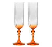 Krosno Copas de champán 220 ml con pie naranja, juego de 2 - para mocktails, Mimosa, Prosecco, Cava y Spritz - cristal sin plomo - aptas para lavavajillas - Bubble Celebration Moments